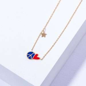 18K YELLOW GOLD PEACE AND LOVE NECKLACE