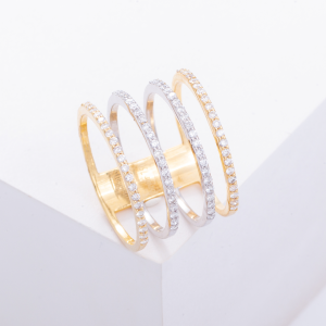 18K YELLOW AND WHITE GOLD RING WITH WHITE DIAMOND