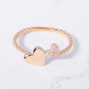 18K PINK GOLD RING WITH WHITE DIAMOND