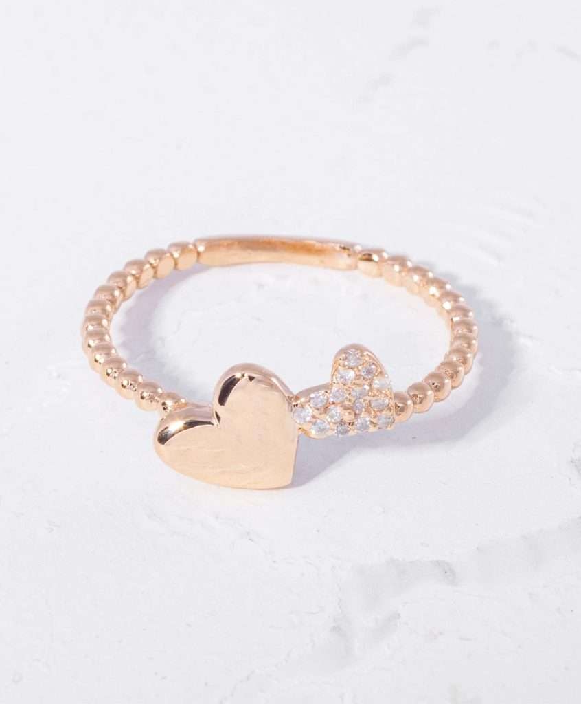 18K PINK GOLD RING WITH WHITE DIAMOND