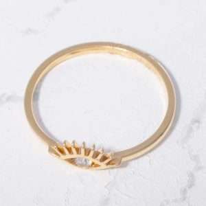 18K YELLOW GOLD EYE RING WITH WHITE DIAMOND