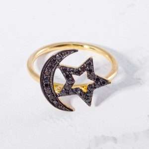 18K YELLOW GOLD RING WITH BLACK DIAMOND