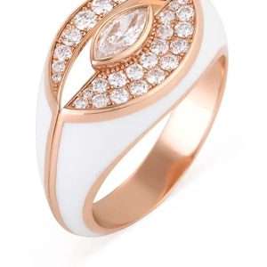 18K PINK GOLD RING WITH WHITE DIAMOND