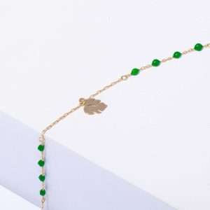 18K YELLOW GOLD ANKLET WITH GREEN STONE