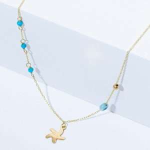 18K YELLOW GOLD ANKLET WITH TURQOISE STONE