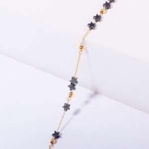 18K YELLOW GOLD STAR BRACELET WITH GOLD BEADS
