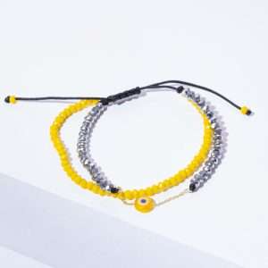 18K YELLOW GOLD EYE BRACELET WITH STONE