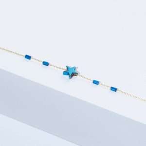 18K YELLOW GOLD BRACELET WITH COLORED HEMATITE STAR