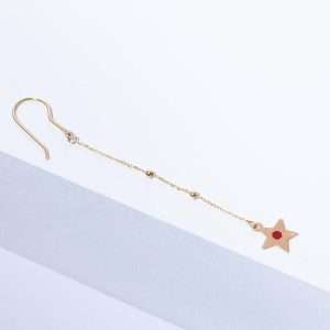 18K YELLOW GOLD SINGLE EARING WITH DANGLING STAR