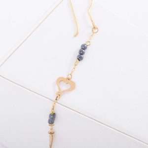 18K SINGLE YELLOW GOLD EARRING WITH HEMATITE