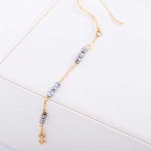 18K SINGLE YELLOW GOLD EARRING WITH HEMATITE