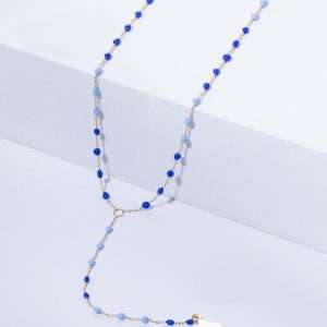 18K YELLOW GOLD DOLPHIN NECKLACE WITH BLUE ENAMEL