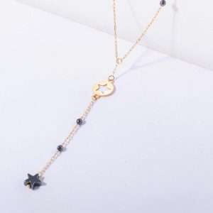 18K YELLOW GOLD STAR NECKLACE WITH STONE