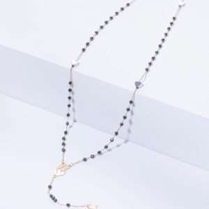 18K YELLOW GOLD ROSARY NECKLACE WITH HEMATITE
