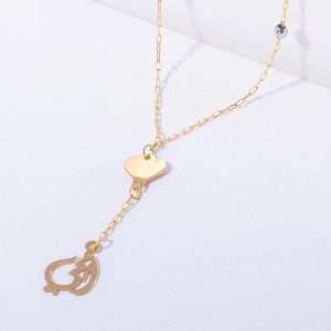 18K YELLOW GOLD NECKLACE WITH STONE