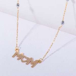18K YELLOW GOLD NECKLACE WITH MOM MOTIF