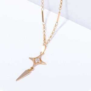 18K YELLOW GOLD NECKLACE WITH WHITE DIAMOND