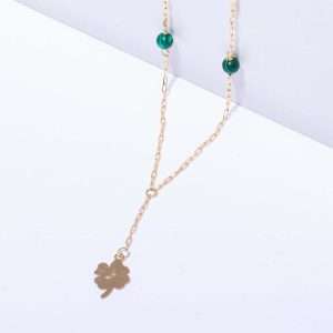 18K YELLOW GOLD NECKLACE WITH MALACHITE STONE