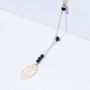 18K YELLOW GOLD EYE NECKLACE WITH BLACK STONE
