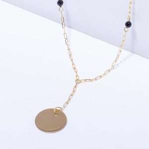 18K YELLOW GOLD NECKLACE WITH ONYX