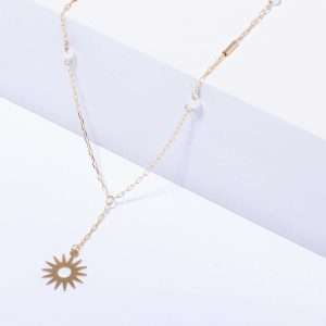 18K YELLOW GOLD SUN NECKLACE WITH STONES