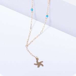 18K YELLOW GOLD NECKLACE WITH TURQUOISE STONE