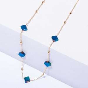 18K YELLOW GOLD NECKLACE WITH SQUARED HEMATITE