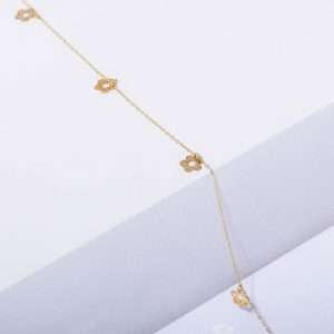 18K YELLOW GOLD FLOWER ANKLET