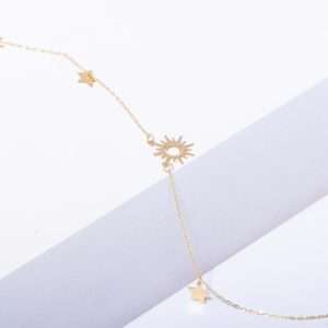 18K YELLOW GOLD SUN AND STARS ANKLET