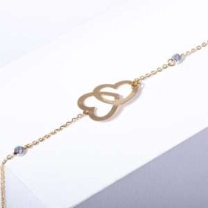18K YELLOW GOLD TWO HEARTS BRACELET