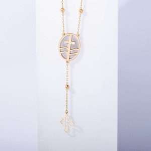 18K YELLOW GOLD ROSARY NECKLACE