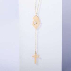 18K YELLOW GOLD ROSARY NECKLACE