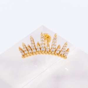 18K SINGLE YELLOW GOLD PIERCING WITH WHITE DIAMOND