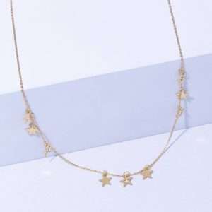 18K YELLOW GOLD OPEN STAR NECKLACE