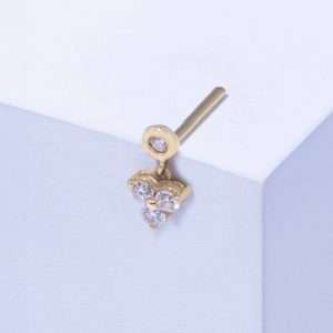 18K YELLOW GOLD SINGLE DANGLING EARRING WITH WHITE DIAMOND