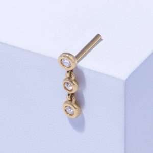 18K YELLOW GOLD SINGLE DANGLING EARRING WITH WHITE DIAMOND