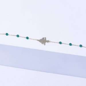18K YELLOW GOLD CEDAR BRACELET WITH GREEN STONE