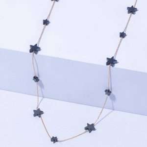 18K YELLOW GOLD STAR NECKLACE WITH GREEN STONE