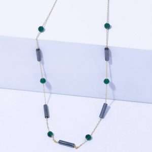 18K YELLOW GOLD NECKLACE WITH STONE