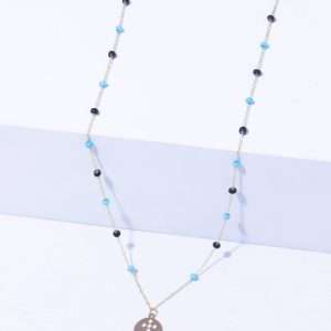 18K YELLOW GOLD ELEPHANT NECKLACE WITH COLORED STONE