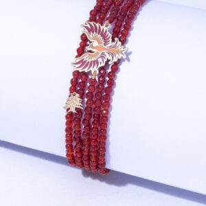 18K YELLOW GOLD BINT JBEIL BRACELET WITH GARNET STONE