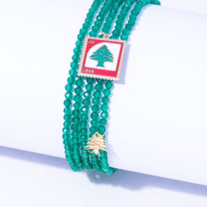 18K YELLOW GOLD LEBANON BRACELET WITH GREEN AGATE STONE