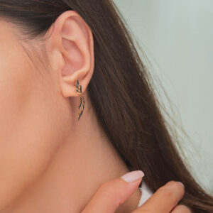 18K PINK GOLD PAIR EARRING WITH BLACK DIAMOND