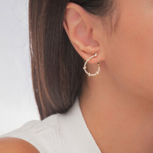 18K PINK GOLD PAIR EARRING WITH WHITE DIAMOND