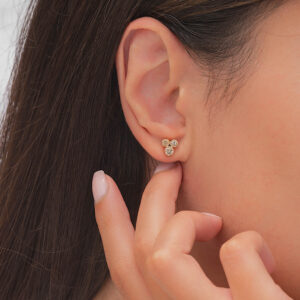 18K PINK GOLD SINGLE EARRING WITH BROWN DIAMOND