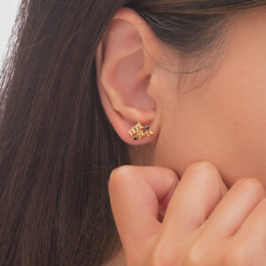 18K PINK GOLD SINGLE STUD EARRING WITH BLACK DIAMOND