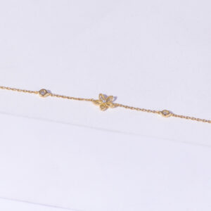 18K YELLOW GOLD FLOWER BRACELET WITH WHITE DIAMOND
