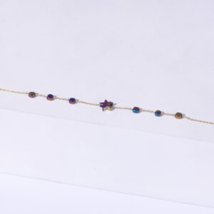 18K YELLOW GOLD STAR BRACELET WITH COLORED STONE