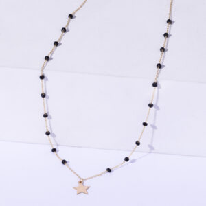 18K YELLOW GOLD CEDAR NECKLACE WITH ONYX