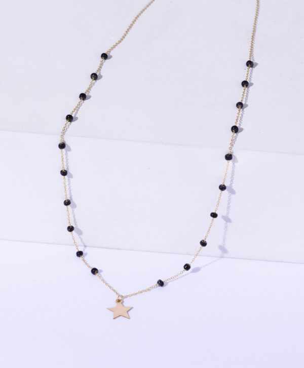 18K YELLOW GOLD CEDAR NECKLACE WITH ONYX